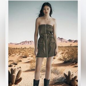Zara Strapless Khaki Dress